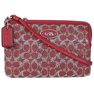 Coach Red Patterned Leather Wristlet